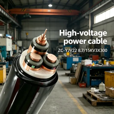 Jinde ZC-YJV22 High Voltage Underground Cable 15kV Copper XLPE PVC Sheathed Steel Armored for Large Energy Projects