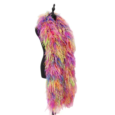Mulit Colors Dyed Big Fully Ostrich Feather Boa 2 Yards Selected Prime Quality for Dance Showing Customizable Ply