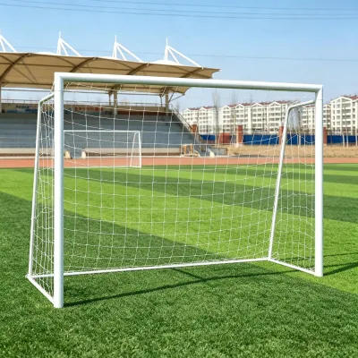 White Standard Match Soccer goal Suitable for 5-a-side 7-a-side 11-a-side Games; Detachable Portable Steel Frame with Net