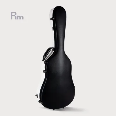 Custom Black & White Fiber Glass Guitar Hard Case with Durable Leather Cover Waterproof Acoustic Guitar Case