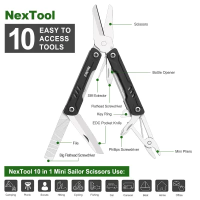NexTool NE20237 OEM Camping Pocket Multifunctional Scissors Compact Detachable Folding Stainless Steel Tool for Outdoor DIY