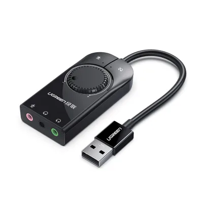 UGREEN USB Sound Card External Sound Card with Volume Control USB to 3.5mm Jack Audio Adapter for Windows