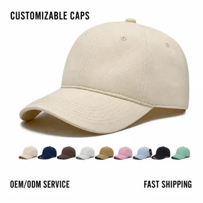 Summer 6-Panel Twill Denim Cap with 3D Embroidery Adjustable Sporty Street Style Common Hat