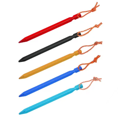 Premium Colorful Anodized Aluminum 7001/7075 V-Stakes-Exquisite Stylish Ground Anchors for Tents Tarps Durable Camping Hardware