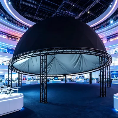 Immersive 3D Dome Theater PET Featuring True Stereoscopic Effects Enhancing Realism for Sci-Fi Adventures Educational Content