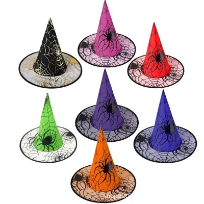 Cross-Border Halloween Child Cosplay Witch Hat Spider Gilded Holiday Dance Dress Wizard Hat
