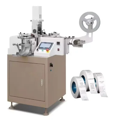 Garment Care Labels Polyester Satin Ribbon Ultrasonic Label Cutting and Folding Machine Webbing Tape Cutting Machine
