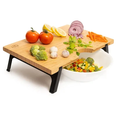 Bamboo Cutting Board with Foldable Leg Foldable Non-toxic Non- slip Cutting Board-large Countertop Cutting Board
