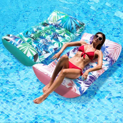 New Cross-Border Inflatable Recliner PVC Maple Leaf Pattern Water Float for Outdoor Sports Durable Inflatable Floating Row