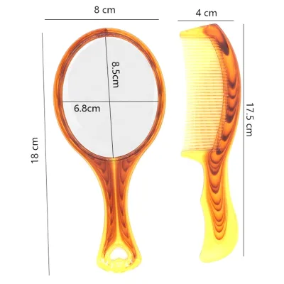 Amber Plastic Bridal Hair Straightener Comb With Make up Mirror Set