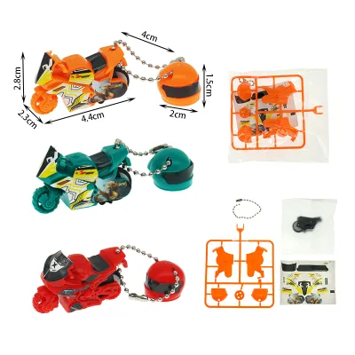 Wholesale Racing Motorcycle Toy Children's DIY Assembly Building Block Model Kit Plastic Motorbike Keychain Mini Promotional Toy