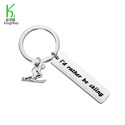 Wholesale Promotion Ski Keyring Snowboard Shaped Metal Zinc Alloy Keytags
