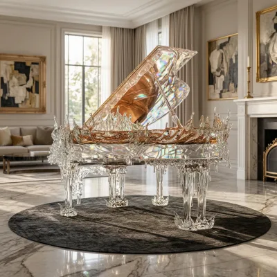 European Style Acrylic Grand Piano With Auto Player System for Luxury Wedding Venue Decoration