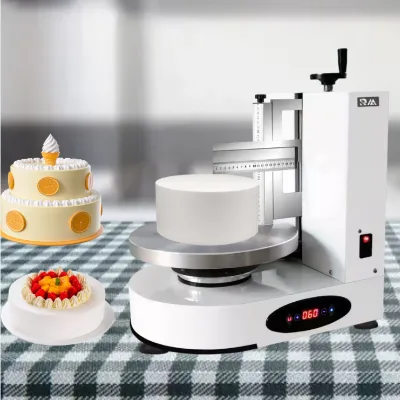 RM Small Perfect Comercial Manual Wheels Auto Cake Daubing Chocolate Cream Coating Spatula Icing Levelling Smoother Machine Used