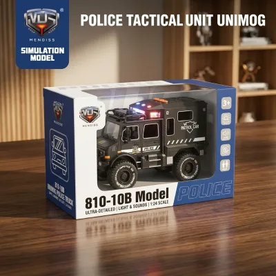 Highly Rated Rugged Off-Road Police Cruiser Model Tactical Friction Vehicle With Flashing LED Lights and Engine Sound