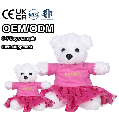 High Quality Plush White Bear Stuff Toy Logo Polar Bear Plush White Teddy Bear With Dress