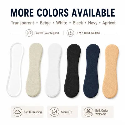 Ultra Thin Heel Grip Liner Pads Ergonomic Curved Self Adhesive 6 Colors Navy Apricot for Sneakers Loafers Flats Heels OEM