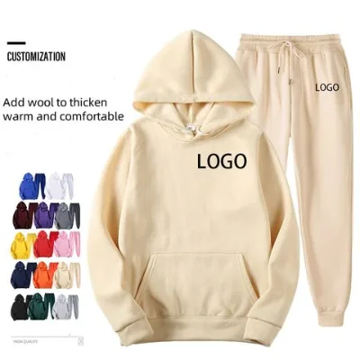 Wholesale Custom Logo Unisex Pullover Tracksuit Sweatpants And Hoodie Jogger for Men Hoodies Set
