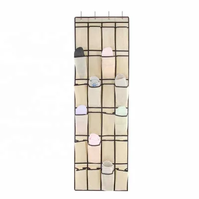 Household 24 Pocket Over the Door Shoe Organizer Shoe Storage Bags Rack Hanging Storage Space Saver Hanger Storage Bag Durable