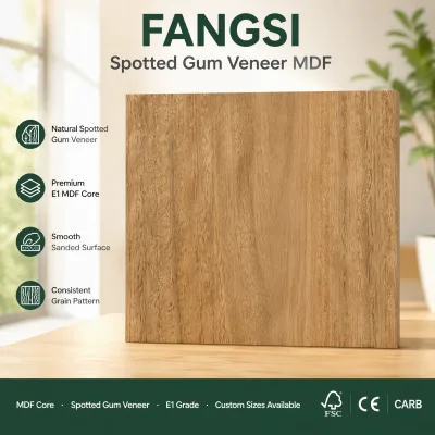 Spotted Gum Veneer Crown Cut on MDF
