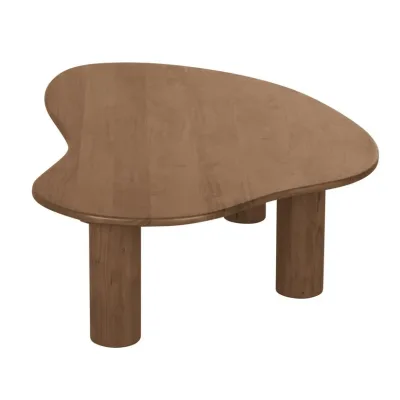 Nordic Irregular  Shape Solid Wood Coffee Table Modern Wabi Sabi Living Room Center Table