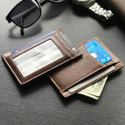 Personalized Slim Leather Wallet, Minimalist Wallet Card Holder, Anniversary Gift, Groomsmen Gift, Boyfriend Gift