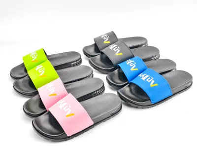 High Quality Light Weight Breathable Printed Air Cushion Custom 3D PVC Raised Logo Comfort Slide Slippers
