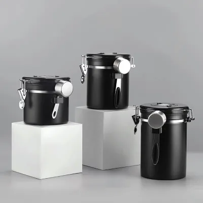 New Design Vacuum Sealed Food Coffee Bean Storage Airtight Stainless Steel Coffee Canister