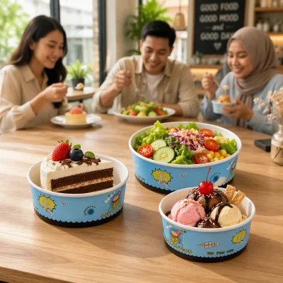 Oem Odm Induction-heatable Paper Bowl Disposable Kraft Ramen Noodle Soup Container with Custom logo Print for Shop