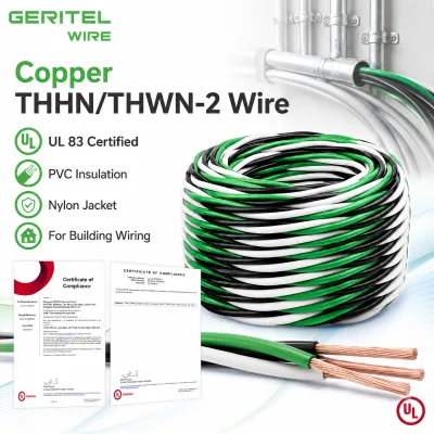 THHN Cable THWN-2 Solid Copper Electrical Wires 600V 90C Wet/Dry PVC Insulation Nylon Jacket for Heating