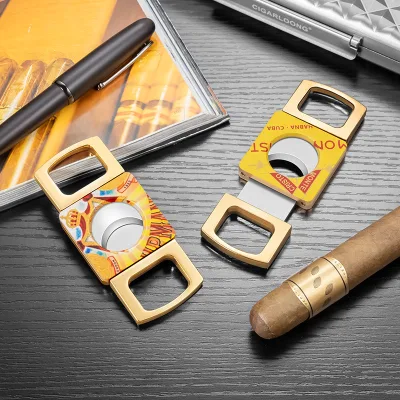 Jialong Portable Stainless Steel Parallel Cutter Fashionable Painted Pattern Sharp & Smooth Wear-Resistant for Cigars