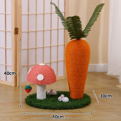 Rabbit Scratch Toy Sisal Bunny Scratcher Carrot Scratching Post for Indoor Rabbits Kittens Ferrets Chinchillas Small Animals