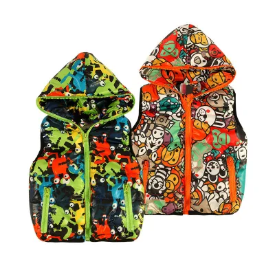 New Style Street Fashion Pattern Hooded Kids Wear Coat Winter Vest