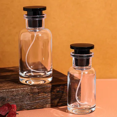 Perfume glass bottle supplier customized perfume bottles 50ml glass perfume bottles with screw spray pump and lid