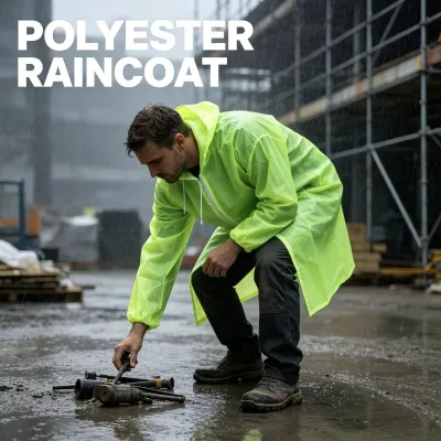 Wholesale Fluorescent Durable Light Weight Polyester with PLA Coating Raincoat for 100%Waterproof with Hood for Rain Weather