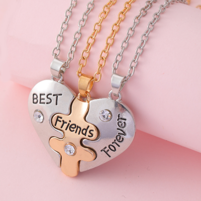 Broken Love Heart Pendant Necklaces for Girls Kids Friendship 3Pcs/Set Necklace Best Friends Forever Puzzle Necklaces