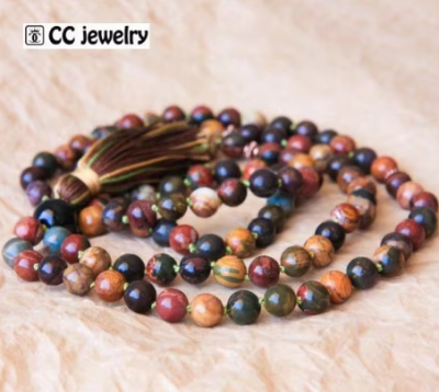 Prayer Beads Mala Crystal Rosary Beads Tibetan Buddhist Prayer Meditation Onyx Mala Bracelet Necklace