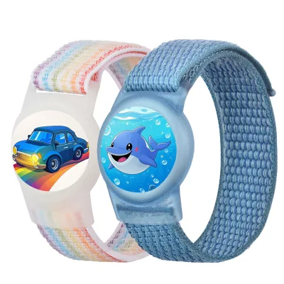 Cheap Price 2025 Adjustable Cute Kids Nylon Band Colorful Stretchy Case Bracelet for Airtag Wristband Anti-Lost Accessory