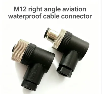 M12 Elbow Right Angle Aviation Connector 4/5/8 Pin IP67 Waterproof Screw Terminal Sensor Cable Connector