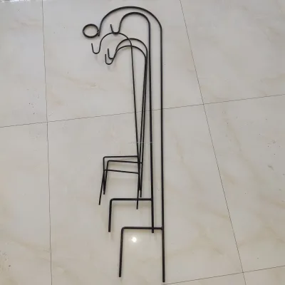 Heavy-Duty Adjustable Height Shepherd Hook for Outdoor Use Metal Construction