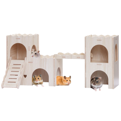 Hot-selling Double-layer Hamster House Castle with Ladder Multiple Compartments for Hiding Suitable for Hamsters