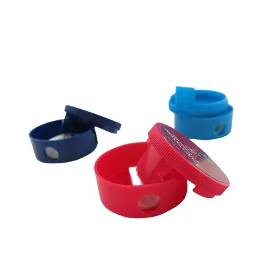 Plastic Round Shape Pencil Sharpener 4cm Diameter With Lid School Stationery Cartoon Design Pencil Sharpener