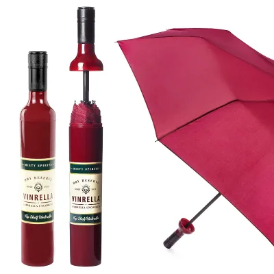 Compact Light Wine Bottle Umbrellas Anti UV Waterproof & No Drip Small Folding Fun Gift with Manual