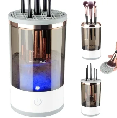 Automatic Electric Makeup Brush Cleaner Machine Manual Auto Spinning Silicone Head Cleanser Rinse Dry Makeup Brush Cleaner
