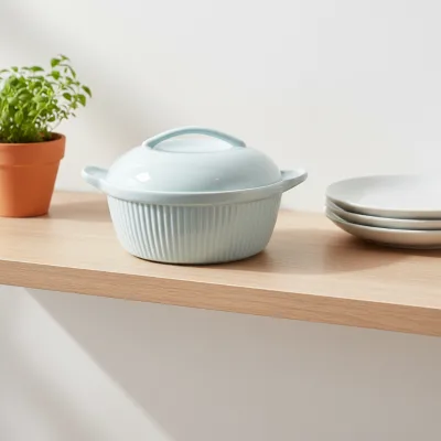 Dining Room Glazed Ceramic Reliefs with Lids Soup & Stock Pots
