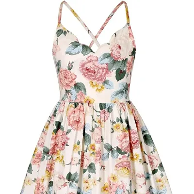 OEM Customizable Hot Sale Floral Dress Ruffle Casual Sundress Sleeveless Party Holiday Dress for Girls