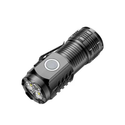 Flashlight Mini Portable Long Range Torch Multi-function Rechargeable Small Light with Hat Clip Waist Clip for Outdoor