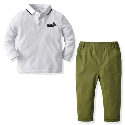Newborn Designer Fashionable Clothing Kids Casual Cotton Set Boys Polo Tshirt and Pants Sets in Bulk