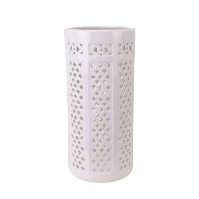 RZKA241914 Porcelain white minimalist style hollow quiver ceramic umbrella tube