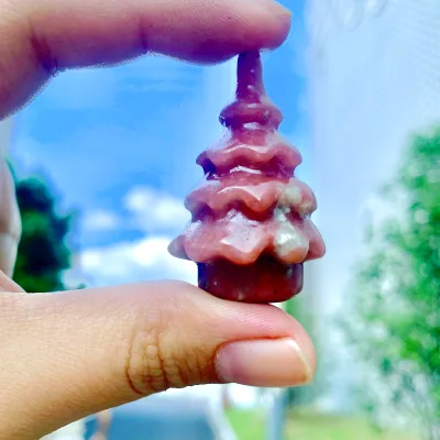 Wholesale Natural Crystal Healing 4.3cm Green Jade Christmas Tree Crystal Crafts Mixed Materials Mini Trees for Home Decoration